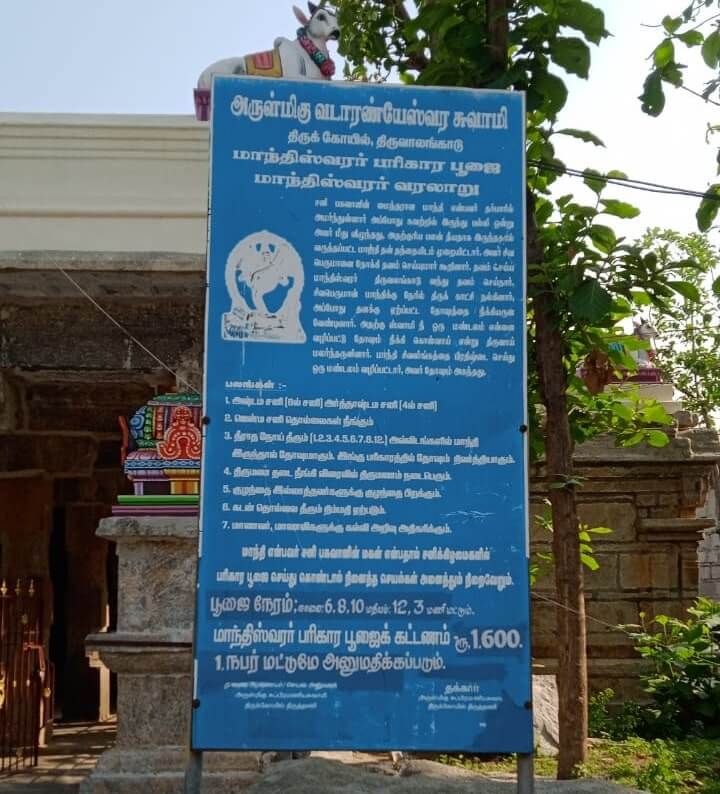 vadaranyeswarar temple thiruvalangadu mantheeswarar pooja